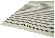 Kendir Beyaz Geometrik Hemp El Dokuma Halısı 210x392 Agacan