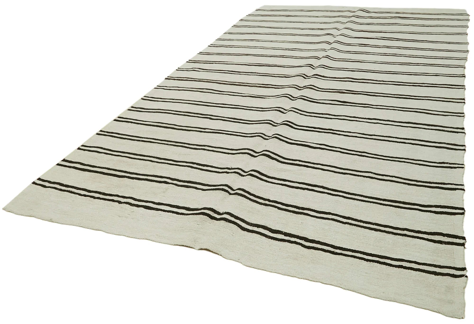 Kendir Beyaz Geometrik Hemp El Dokuma Halısı 210x392 Agacan