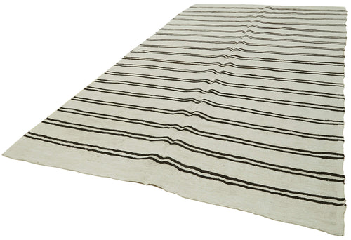 Kendir Beyaz Geometrik Hemp El Dokuma Halısı 210x392 Agacan