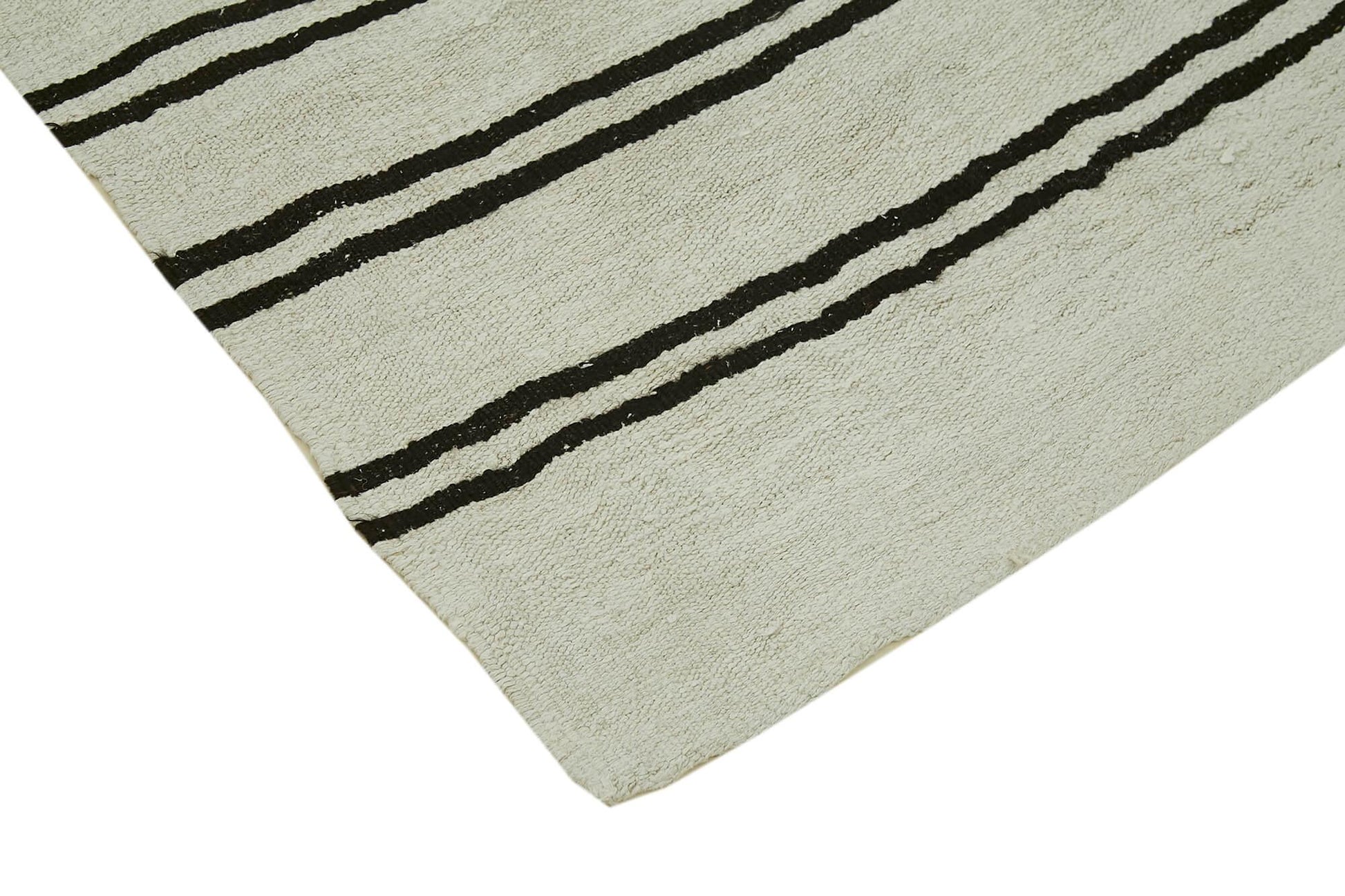 Kendir Beyaz Geometrik Hemp El Dokuma Halısı 210x392 Agacan