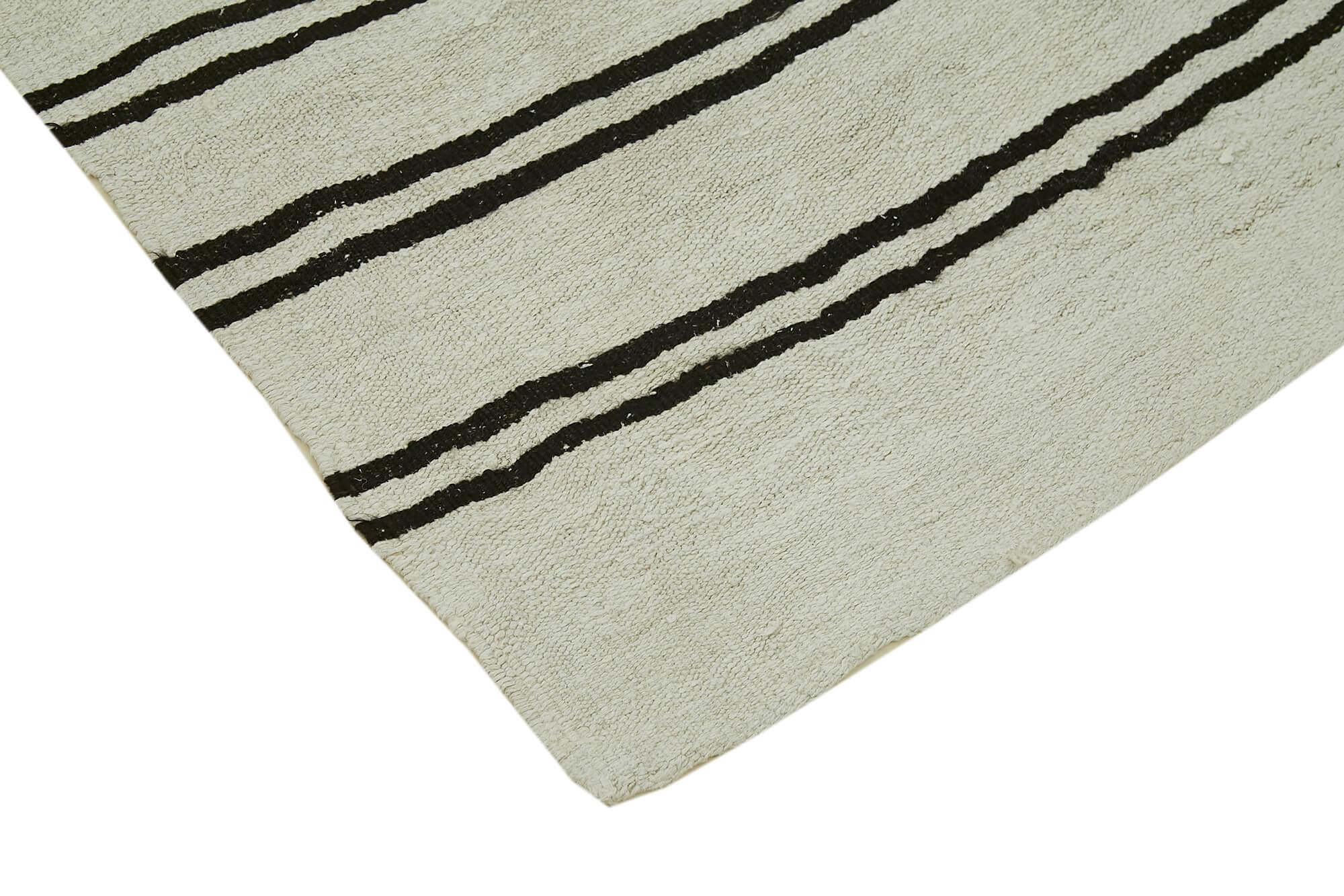Kendir Beyaz Geometrik Hemp El Dokuma Halısı 210x392 Agacan