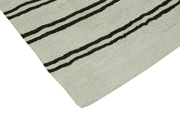 Kendir Beyaz Geometrik Hemp El Dokuma Halısı 210x392 Agacan