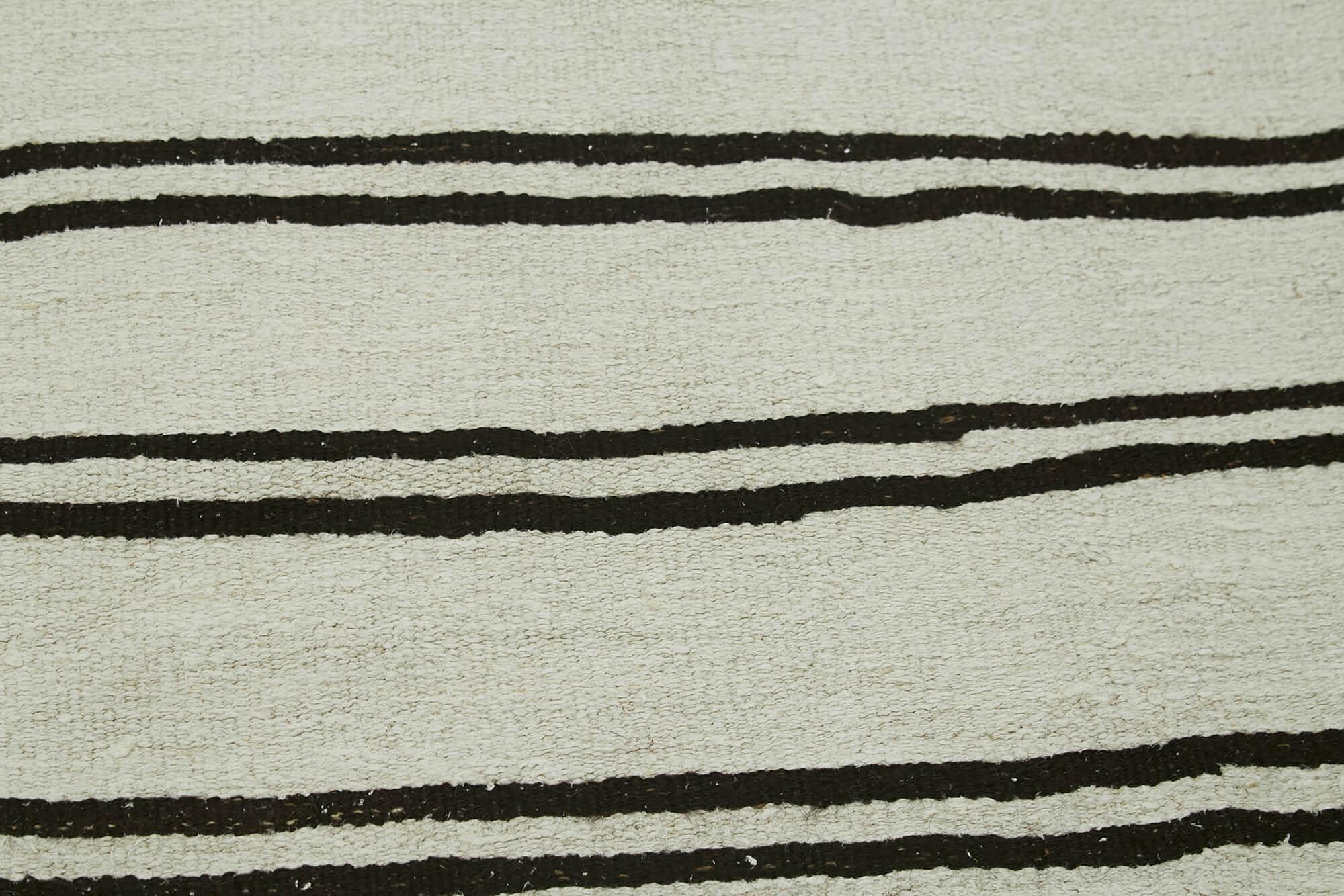 Kendir Beyaz Geometrik Hemp El Dokuma Halısı 210x392 Agacan