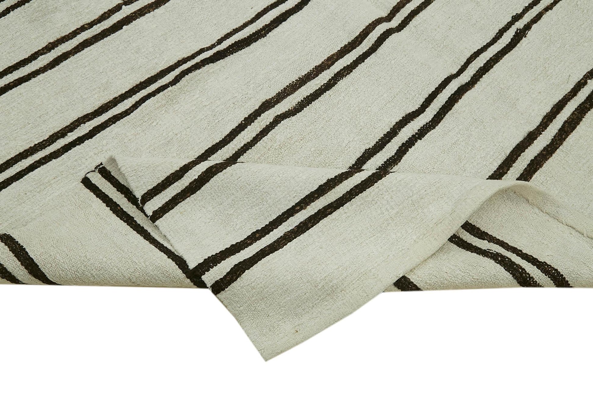 Kendir Beyaz Geometrik Hemp El Dokuma Halısı 210x392 Agacan