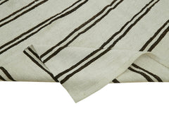 Kendir Beyaz Geometrik Hemp El Dokuma Halısı 210x392 Agacan