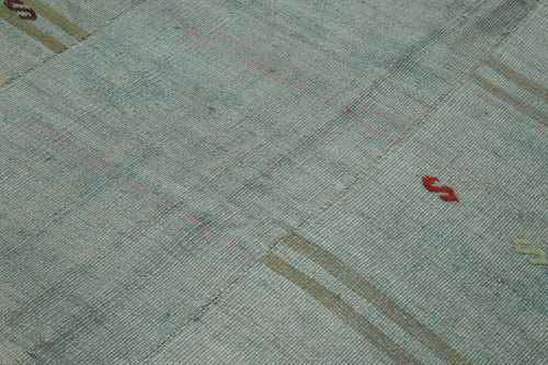 Kendir Mavi Geometrik Hemp El Dokuma Halısı 306x350 Agacan