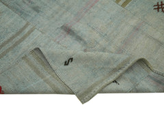 Kendir Mavi Geometrik Hemp El Dokuma Halısı 306x350 Agacan