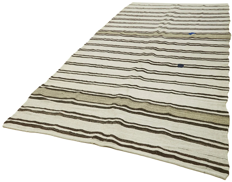 Kendir Bej Geometrik Hemp El Dokuma Halısı 188x440 Agacan