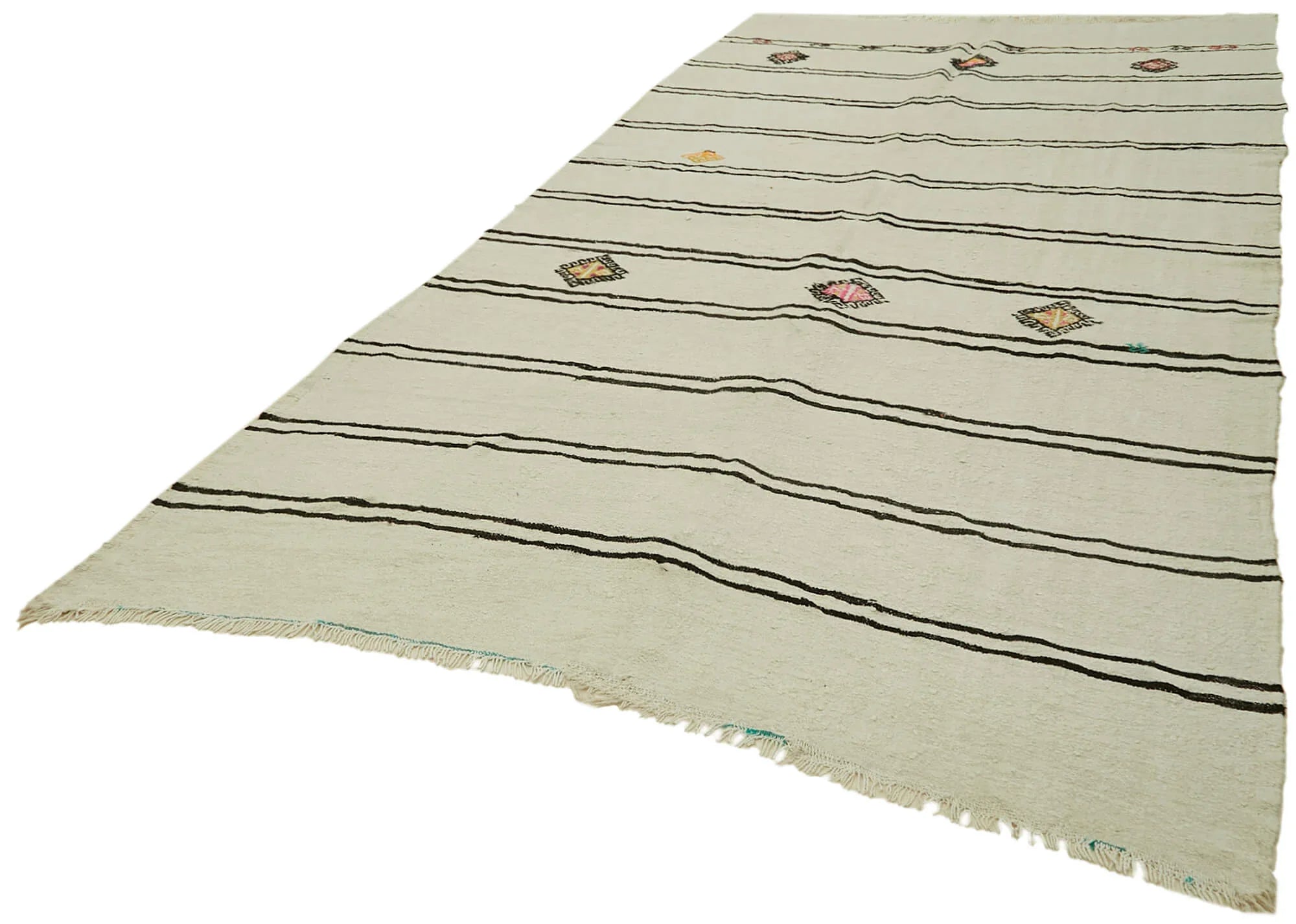 Kendir Bej Geometrik Hemp El Dokuma Halısı 200x360 Agacan