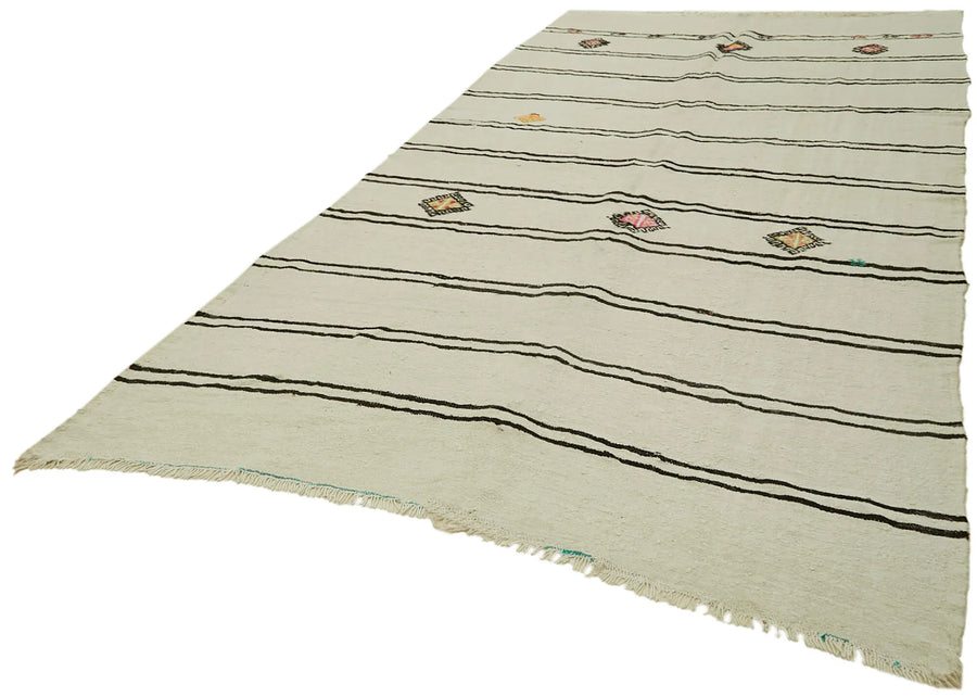 Kendir Bej Geometrik Hemp El Dokuma Halısı 200x360 Agacan