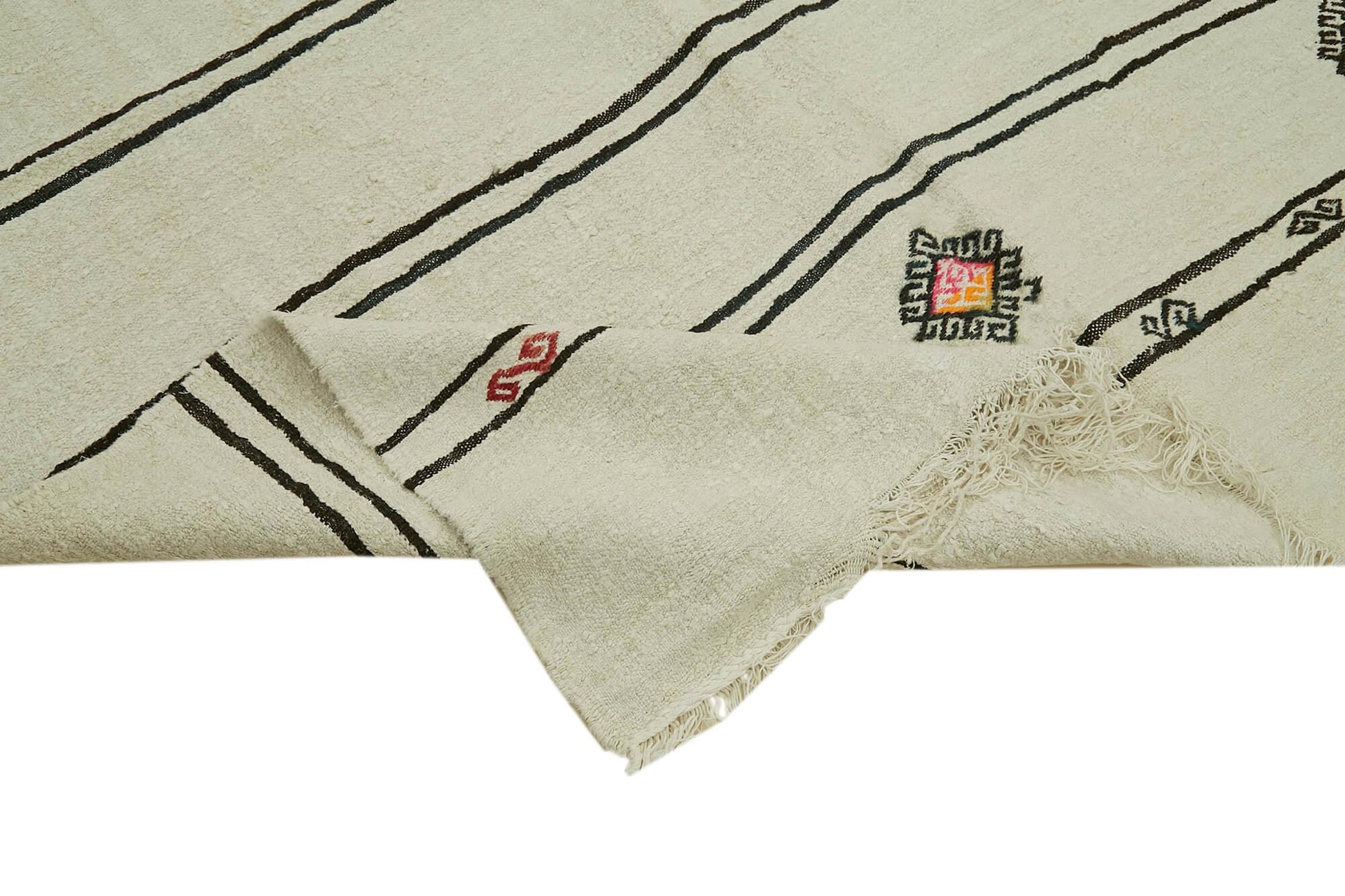 Kendir Bej Geometrik Hemp El Dokuma Halısı 200x360 Agacan