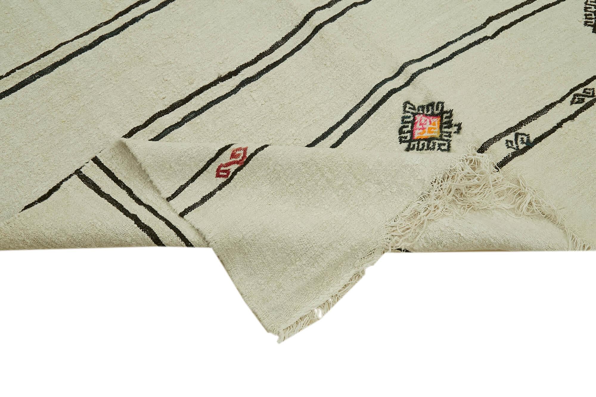 Kendir Bej Geometrik Hemp El Dokuma Halısı 200x360 Agacan