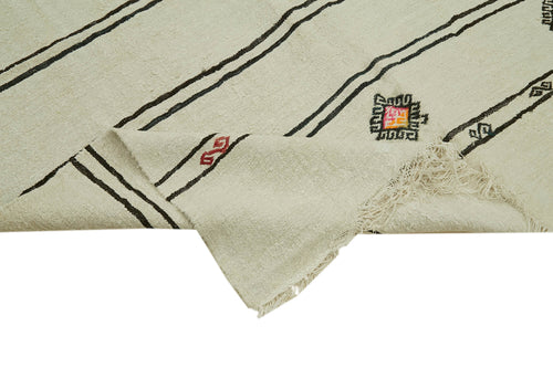 Kendir Bej Geometrik Hemp El Dokuma Halısı 200x360 Agacan