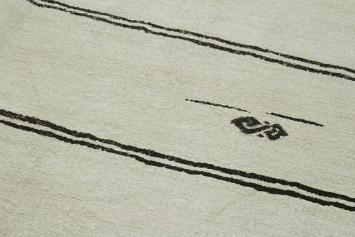 Kendir Bej Geometrik Hemp El Dokuma Halısı 188x360 Agacan