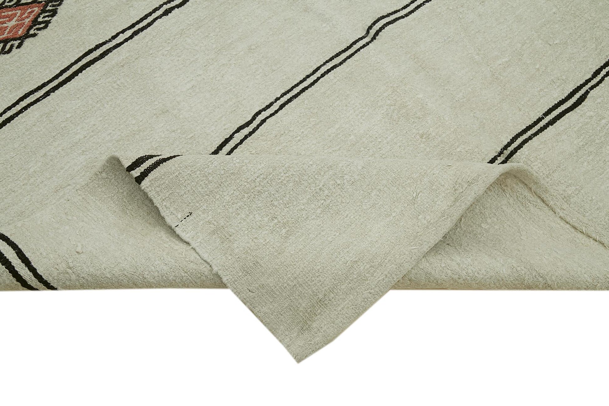 Kendir Bej Geometrik Hemp El Dokuma Halısı 188x360 Agacan