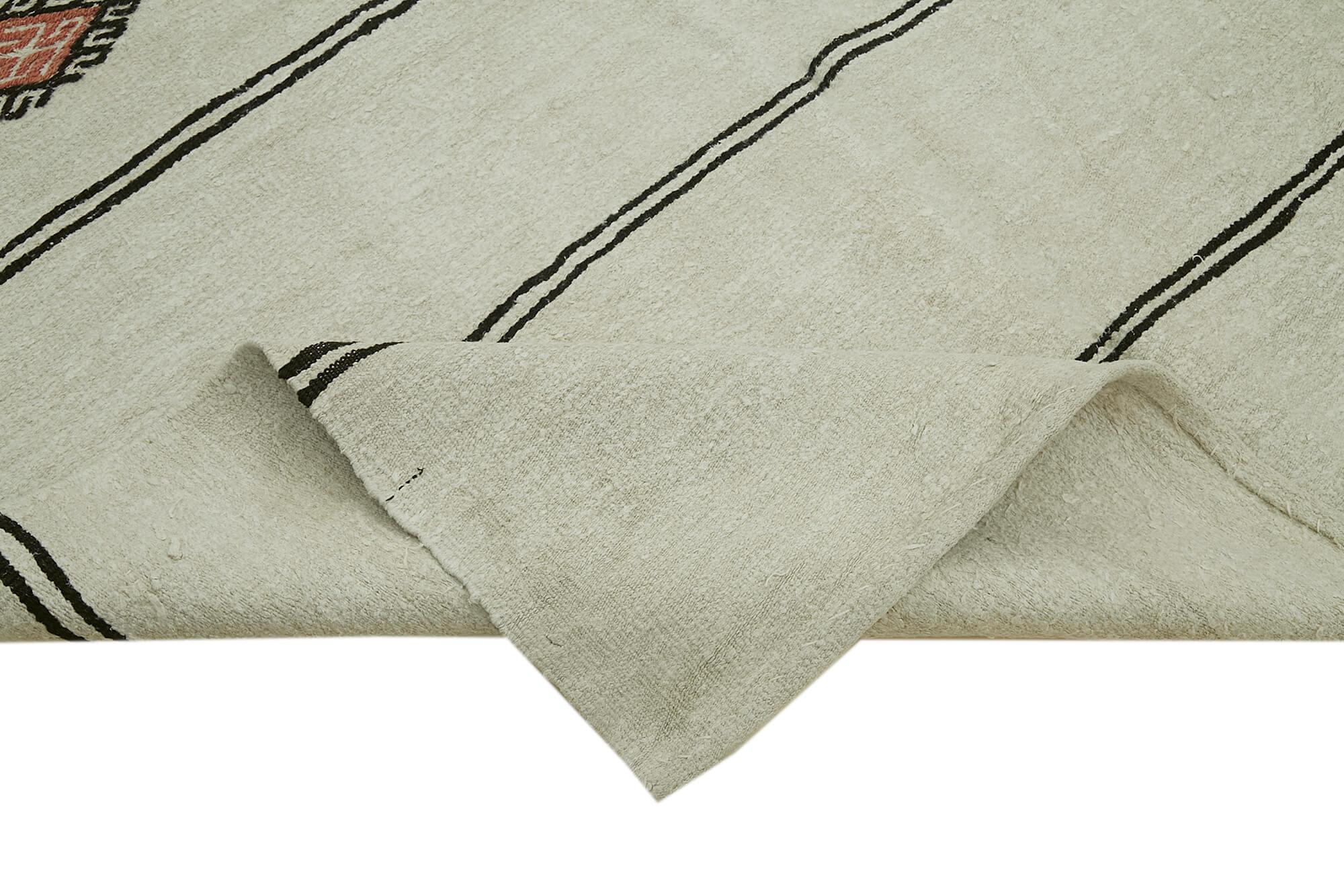 Kendir Bej Geometrik Hemp El Dokuma Halısı 188x360 Agacan