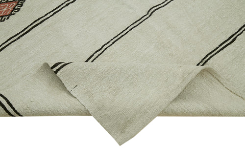 Kendir Bej Geometrik Hemp El Dokuma Halısı 188x360 Agacan