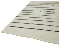 Kendir Bej Geometrik Hemp El Dokuma Halısı 178x363 Agacan