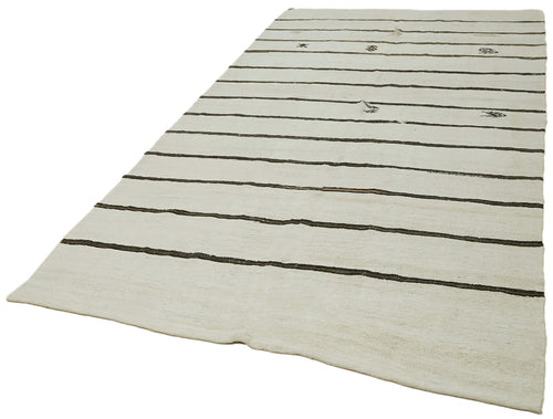 Kendir Bej Geometrik Hemp El Dokuma Halısı 178x363 Agacan