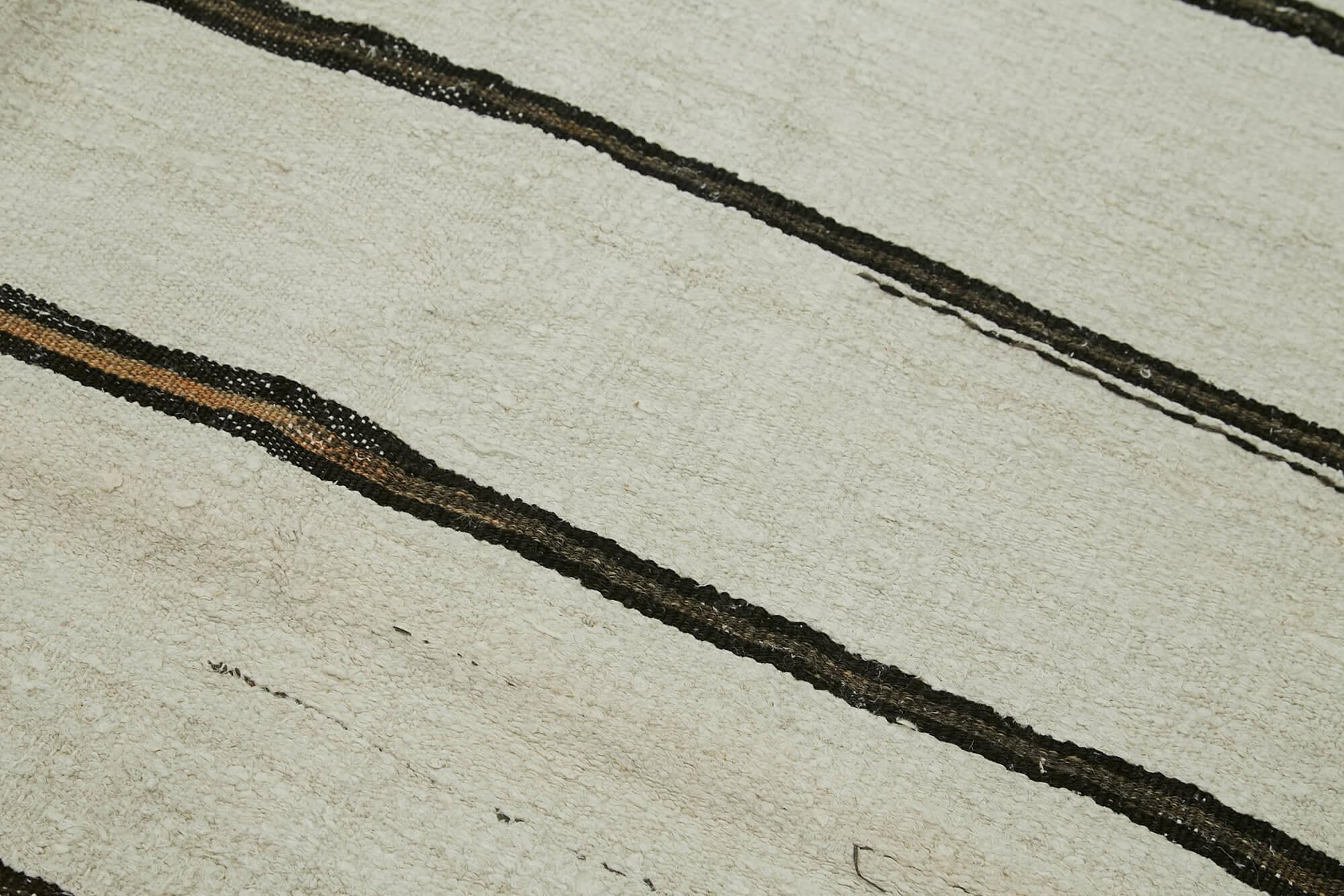 Kendir Bej Geometrik Hemp El Dokuma Halısı 178x363 Agacan