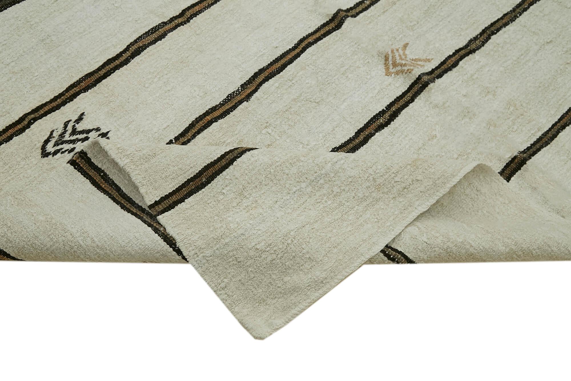 Kendir Bej Geometrik Hemp El Dokuma Halısı 178x363 Agacan