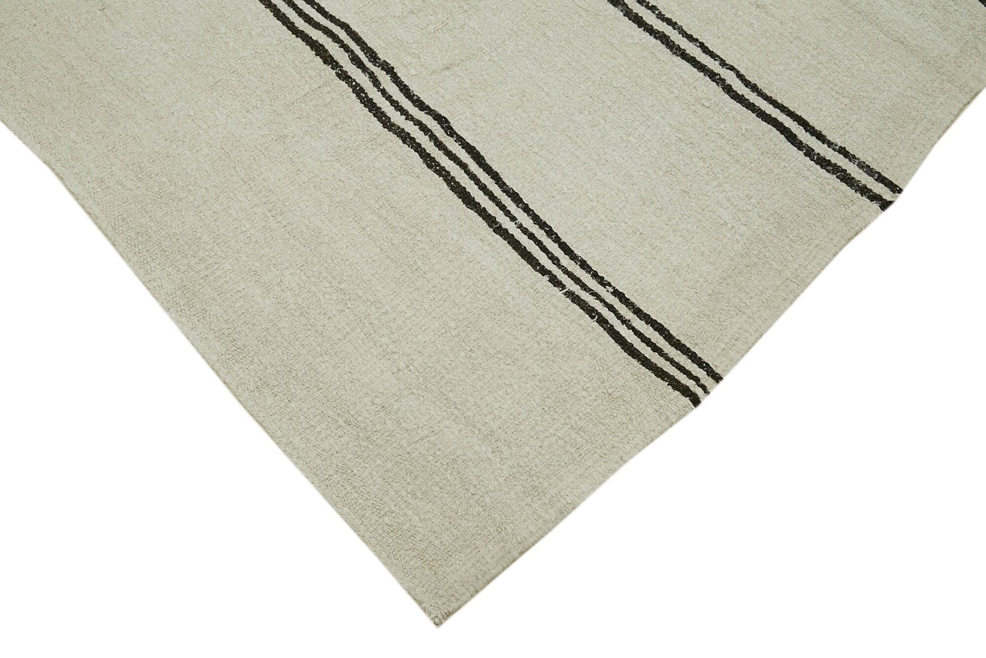 Kendir Bej Geometrik Hemp El Dokuma Halısı 194x380 Agacan