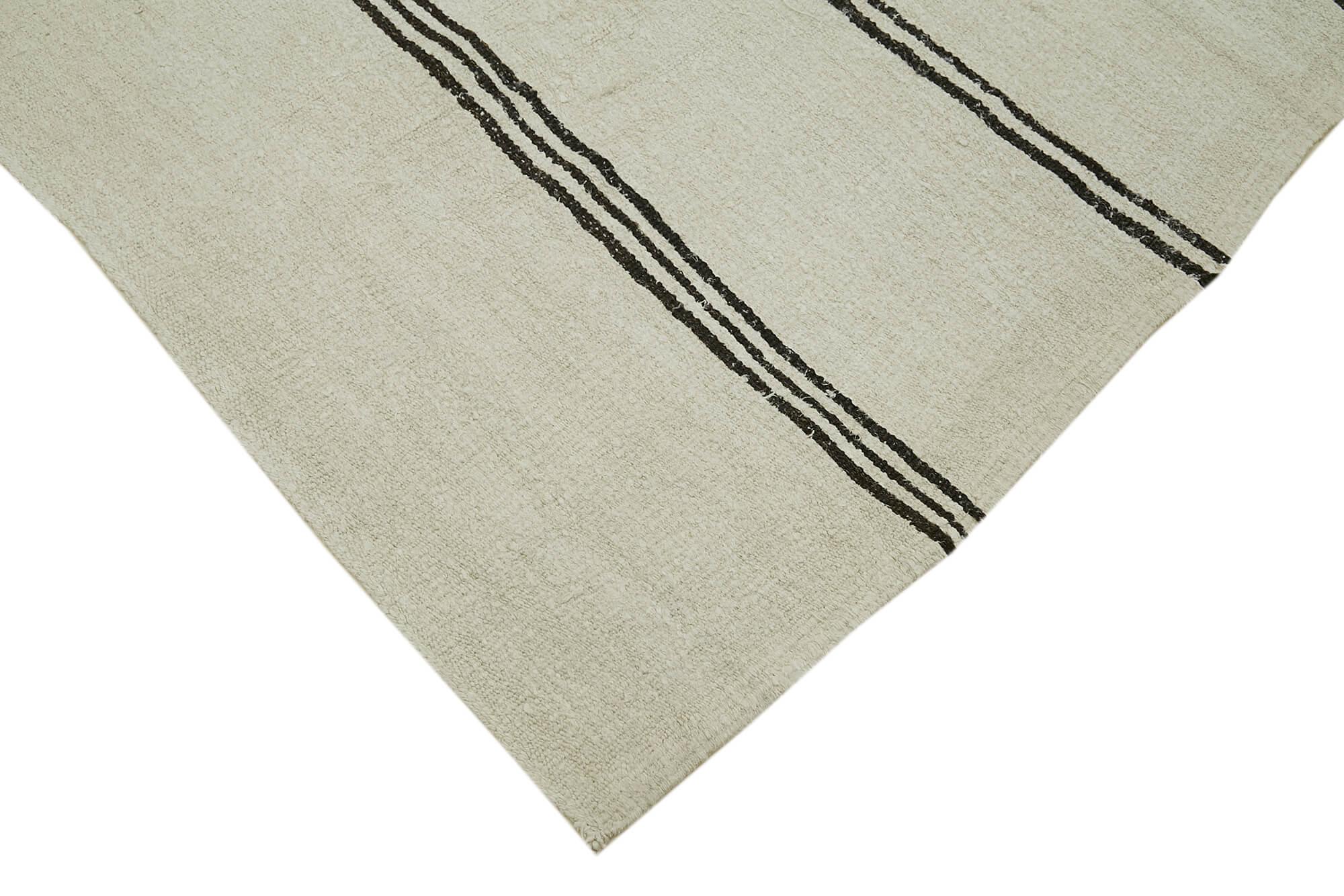 Kendir Bej Geometrik Hemp El Dokuma Halısı 194x380 Agacan