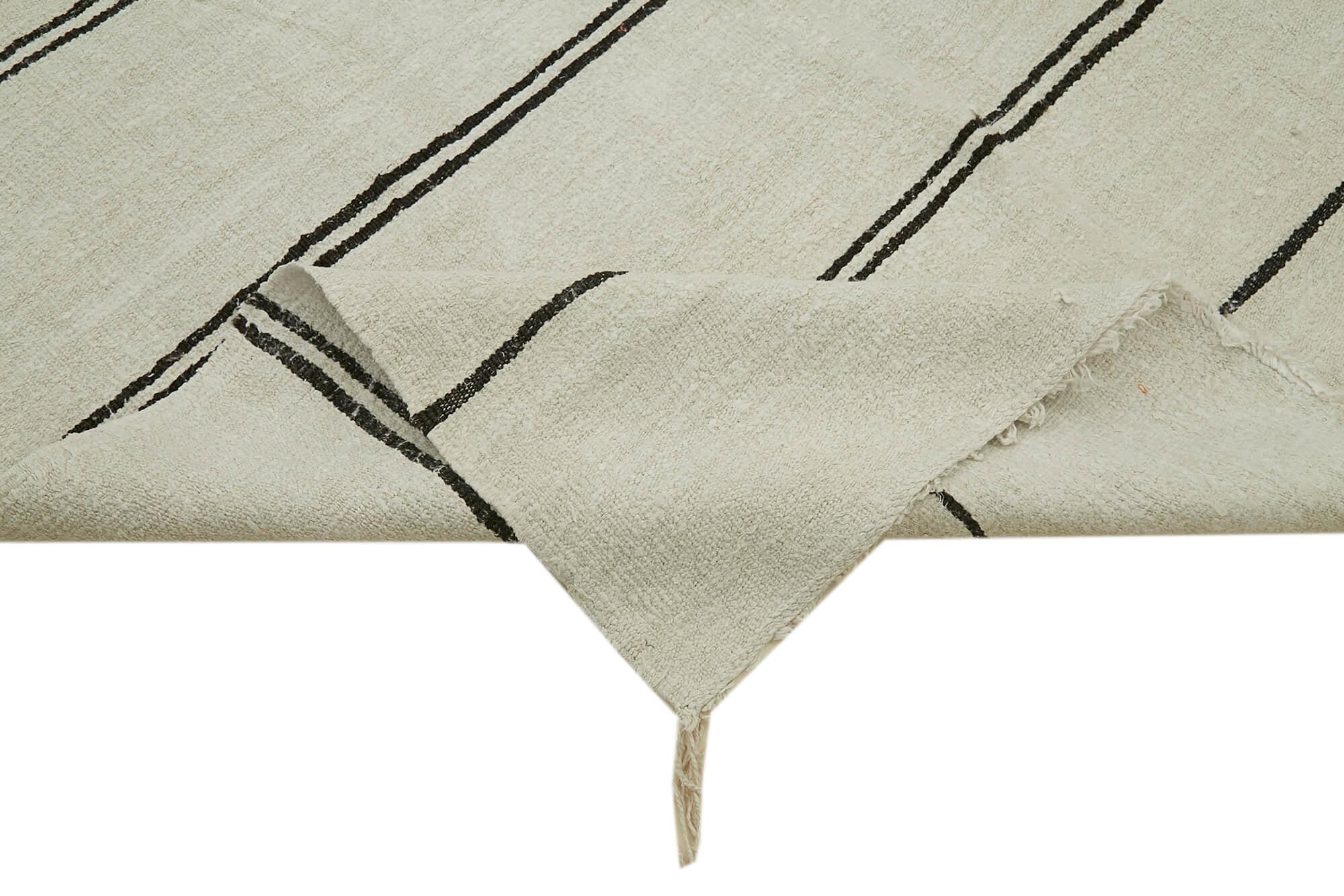 Kendir Bej Geometrik Hemp El Dokuma Halısı 194x380 Agacan
