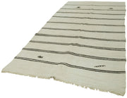 Kendir Beyaz Geometrik Hemp El Dokuma Halısı 170x354 Agacan