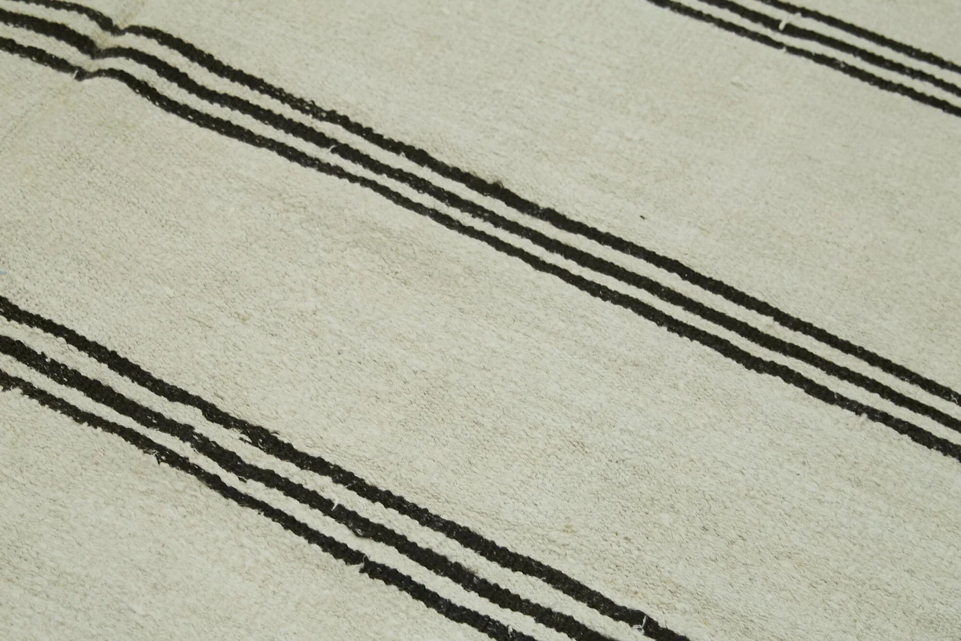 Kendir Beyaz Geometrik Hemp El Dokuma Halısı 170x354 Agacan