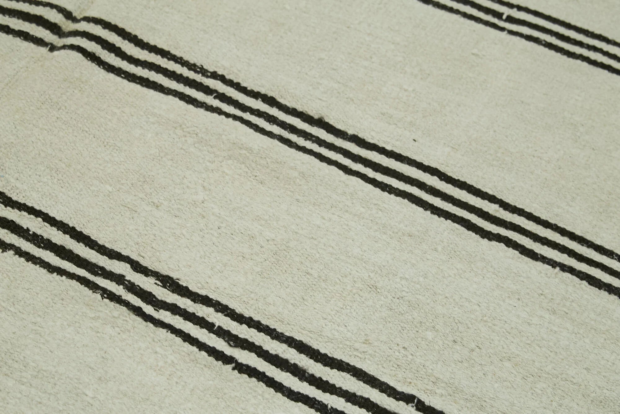 Kendir Beyaz Geometrik Hemp El Dokuma Halısı 170x354 Agacan