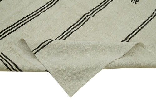 Kendir Beyaz Geometrik Hemp El Dokuma Halısı 170x354 Agacan