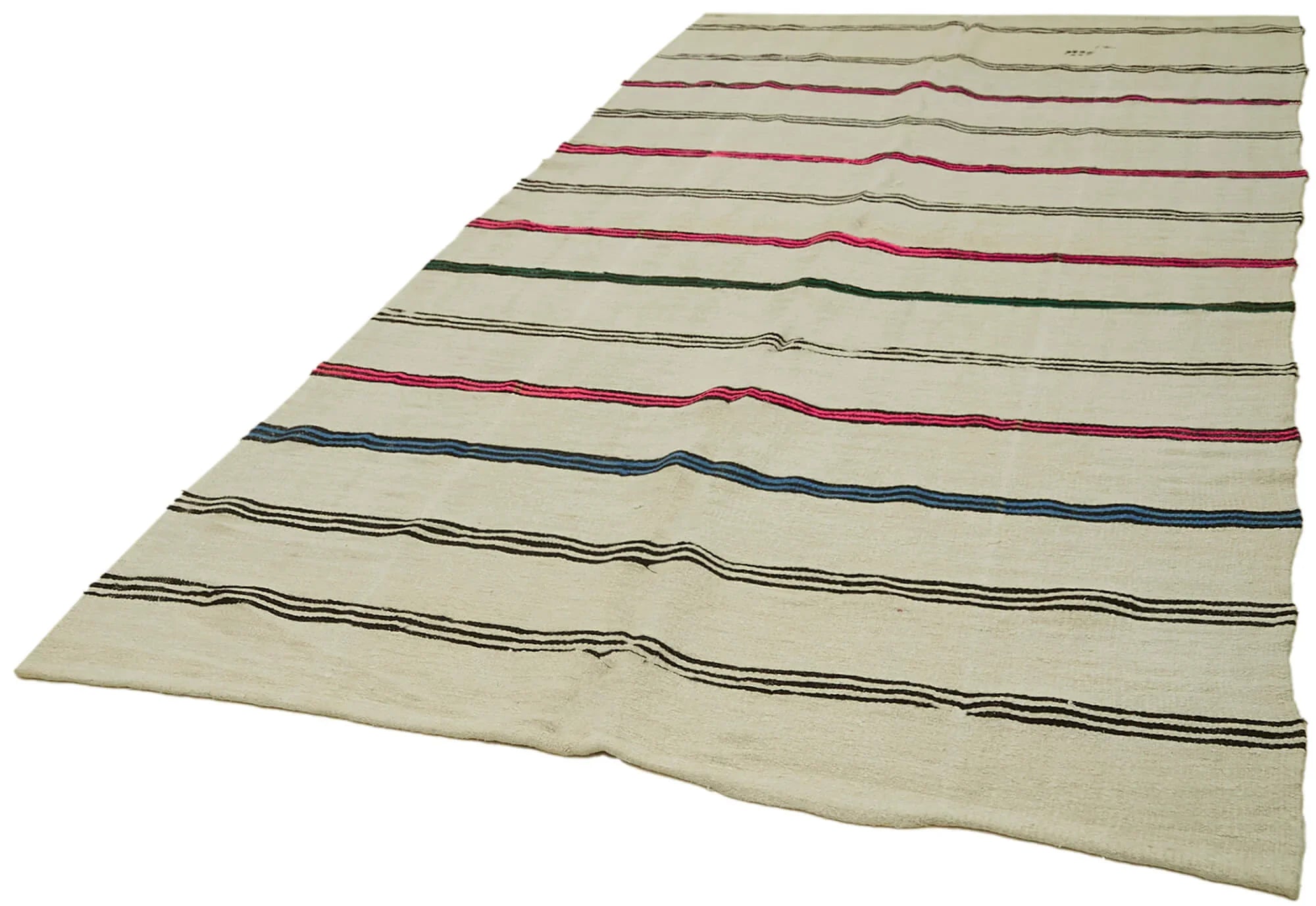 Kendir Bej Geometrik Hemp El Dokuma Halısı 195x340 Agacan