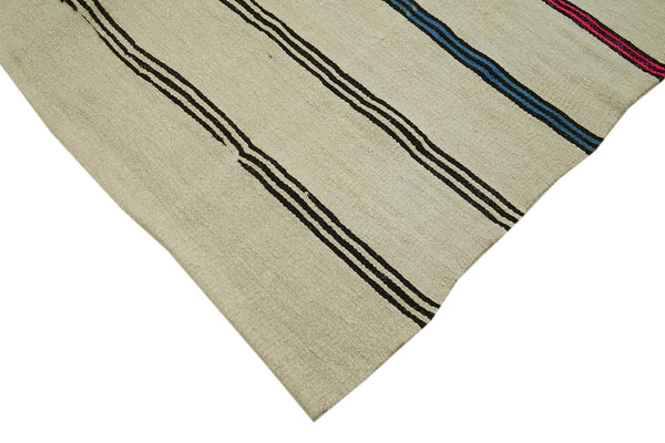 Kendir Bej Geometrik Hemp El Dokuma Halısı 195x340 Agacan
