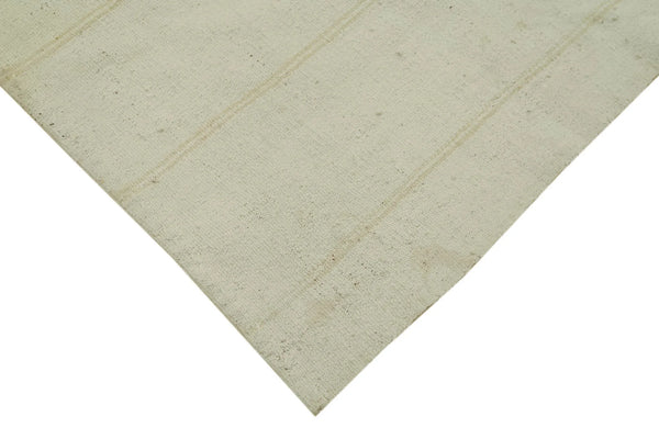 Kendir Beyaz Geometrik Hemp El Dokuma Halısı 114x280 Agacan