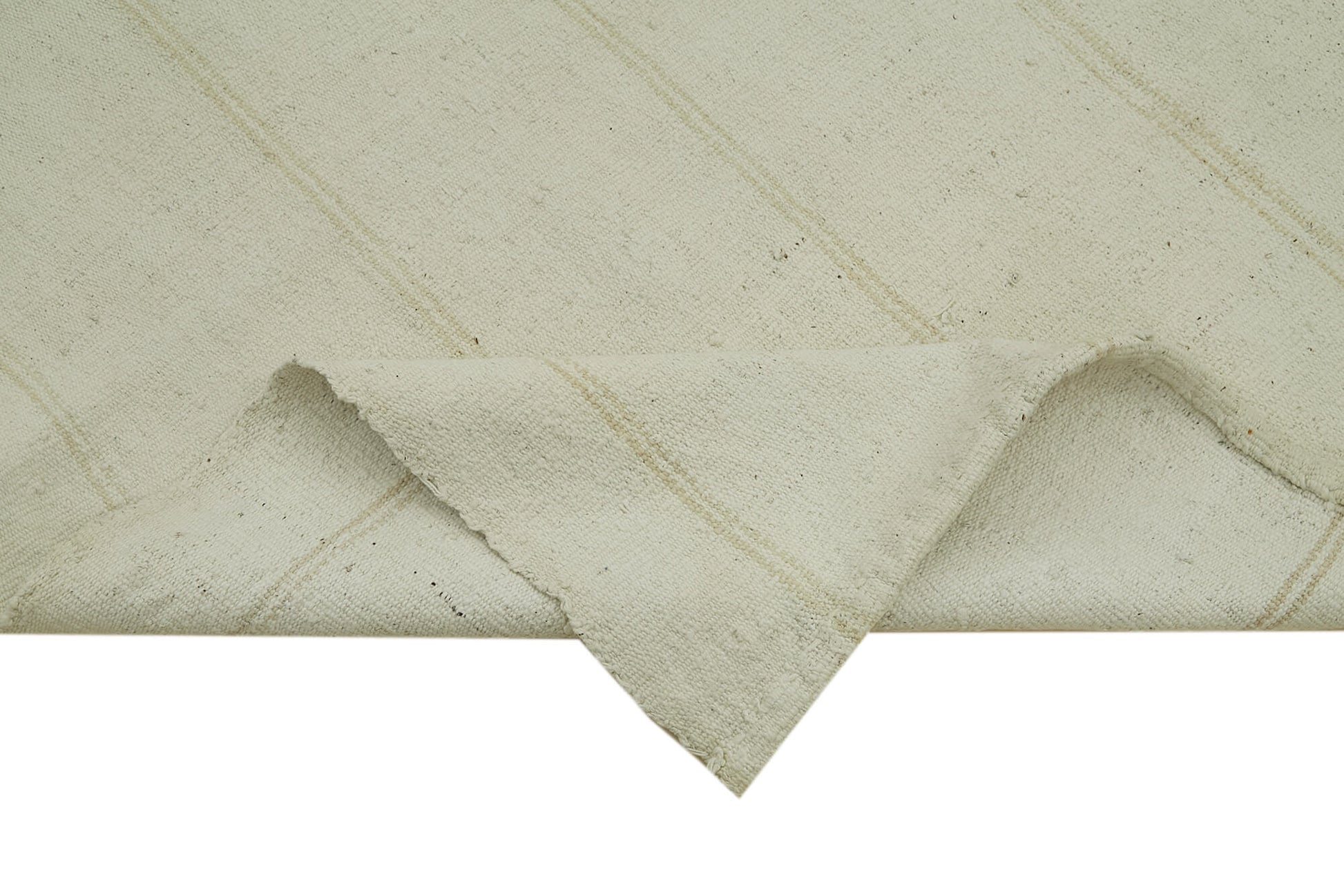 Kendir Beyaz Geometrik Hemp El Dokuma Halısı 114x280 Agacan