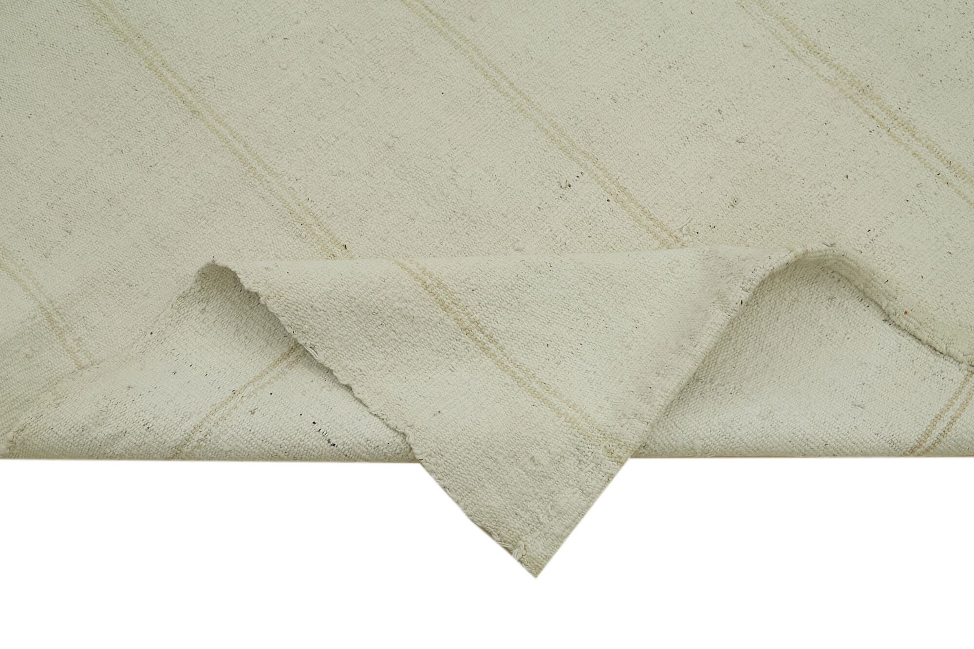 Kendir Beyaz Geometrik Hemp El Dokuma Halısı 114x280 Agacan