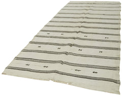 Kendir Beyaz Geometrik Hemp El Dokuma Halısı 160x315 Agacan