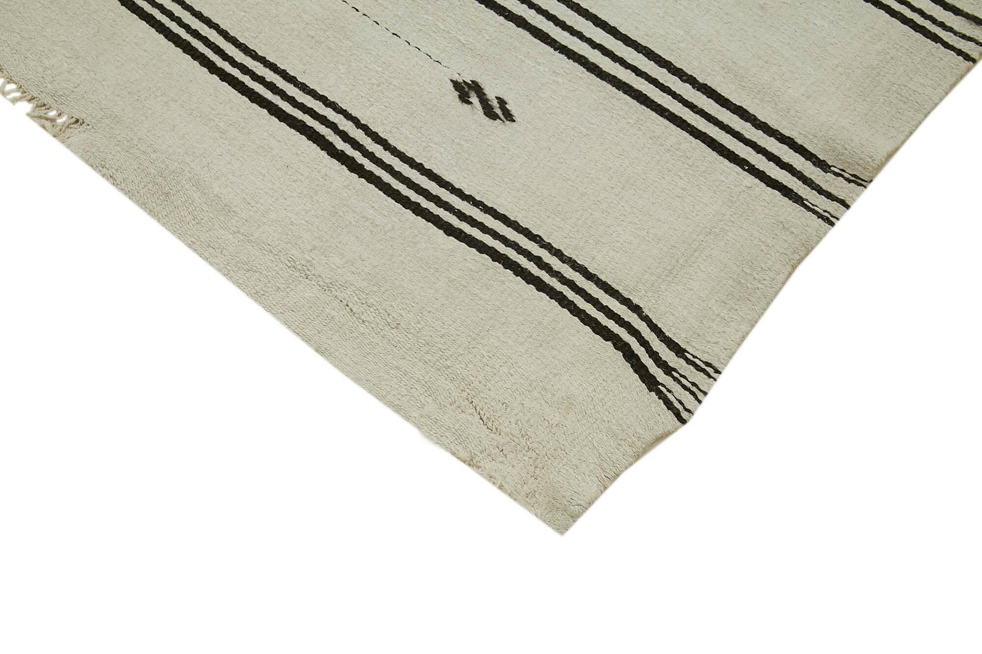 Kendir Beyaz Geometrik Hemp El Dokuma Halısı 160x315 Agacan