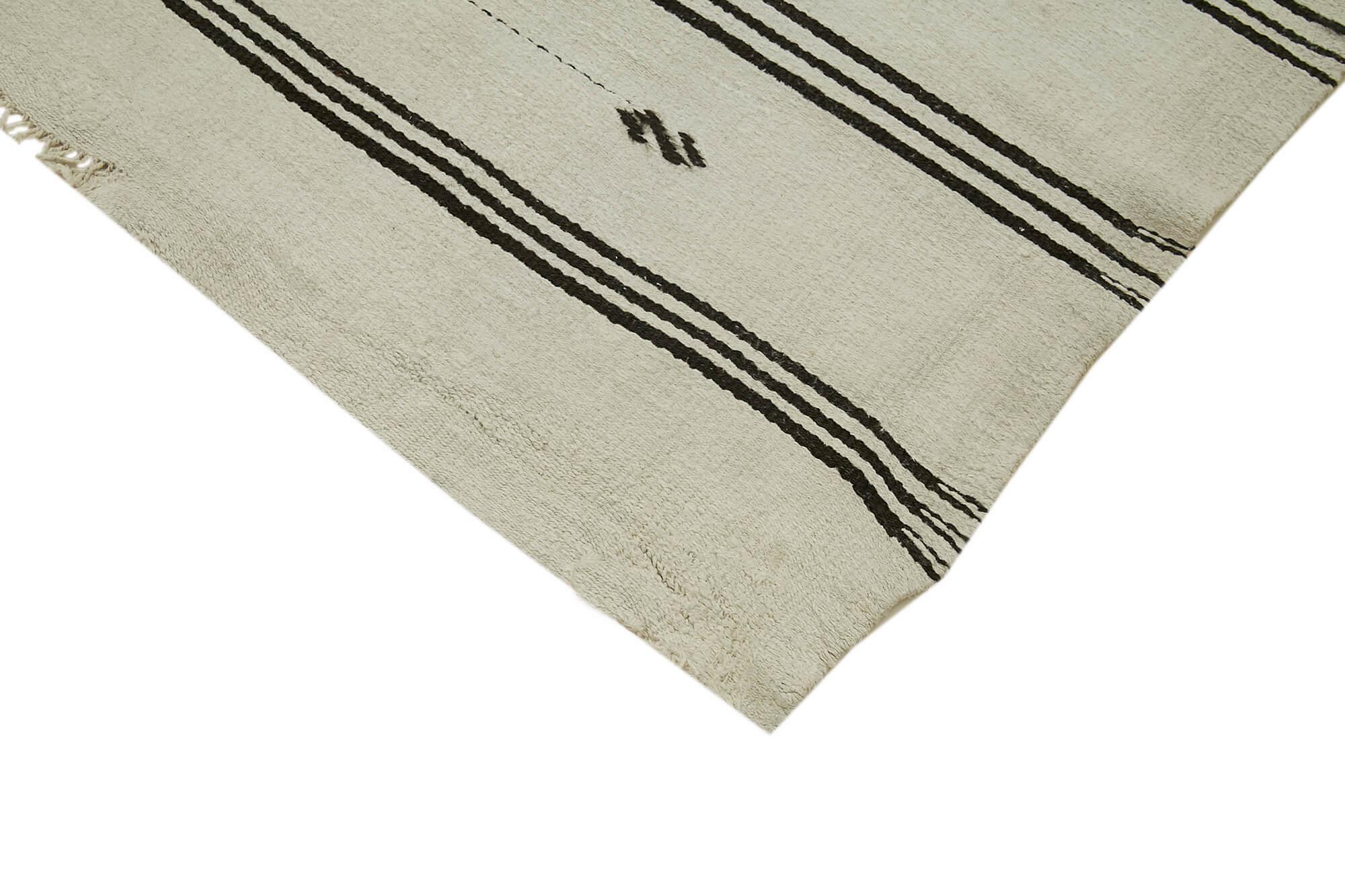 Kendir Beyaz Geometrik Hemp El Dokuma Halısı 160x315 Agacan