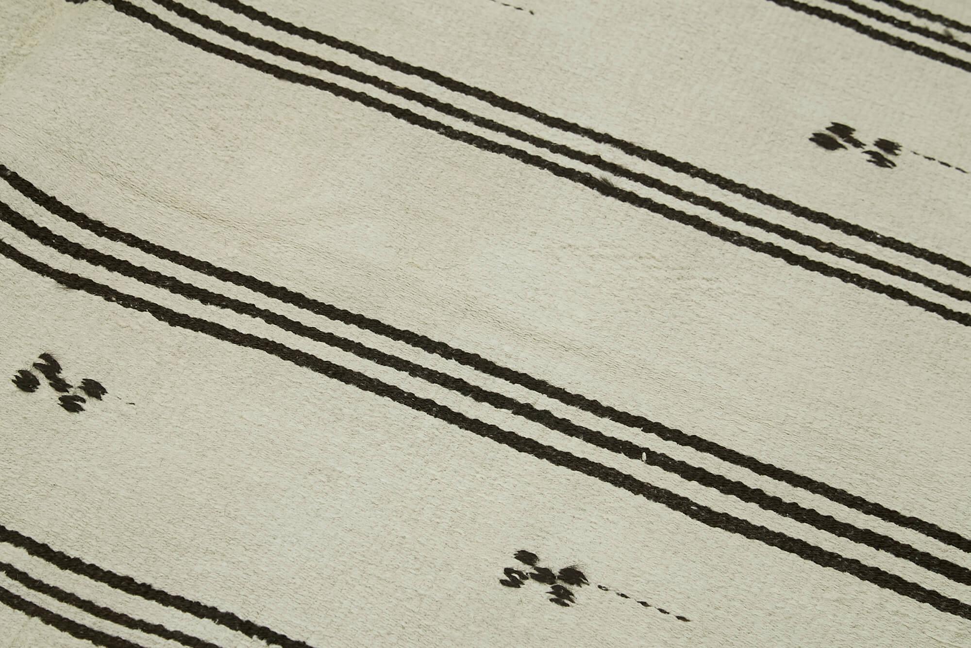 Kendir Beyaz Geometrik Hemp El Dokuma Halısı 160x315 Agacan