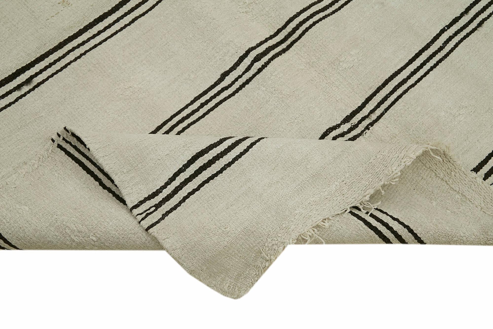 Kendir Beyaz Geometrik Hemp El Dokuma Halısı 160x315 Agacan