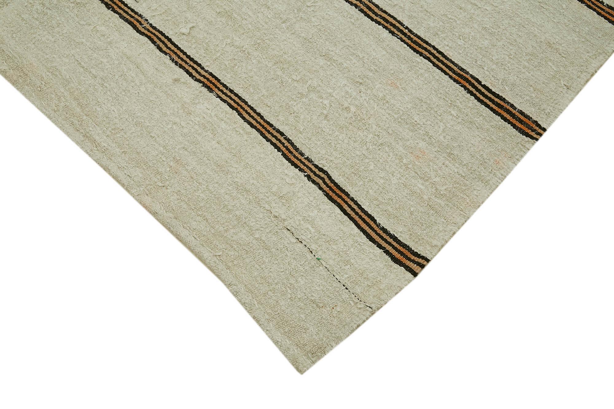 Kendir Bej Geometrik Hemp El Dokuma Halısı 190x353 Agacan