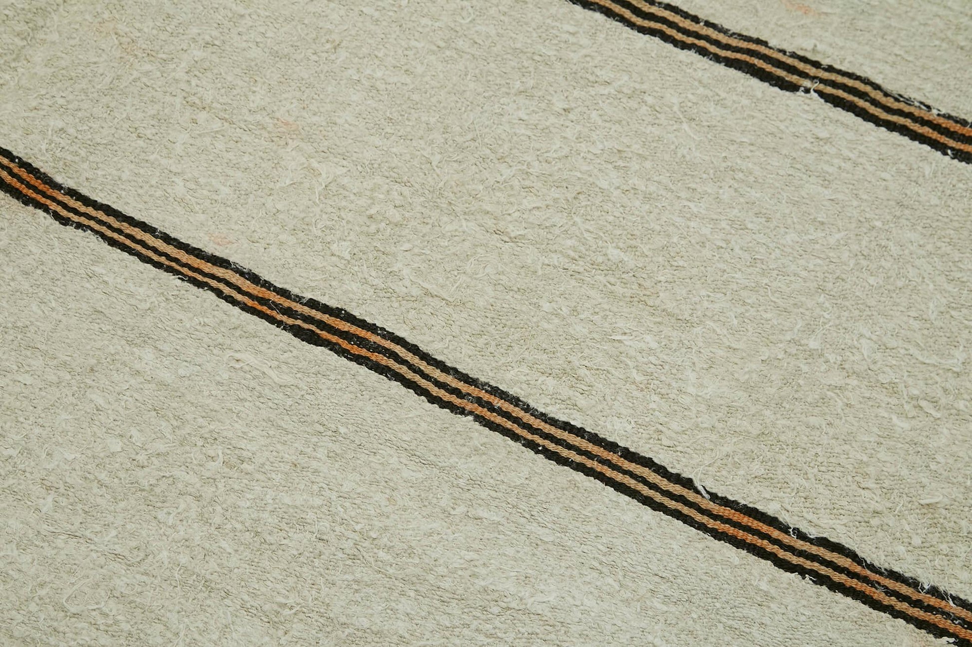 Kendir Bej Geometrik Hemp El Dokuma Halısı 190x353 Agacan