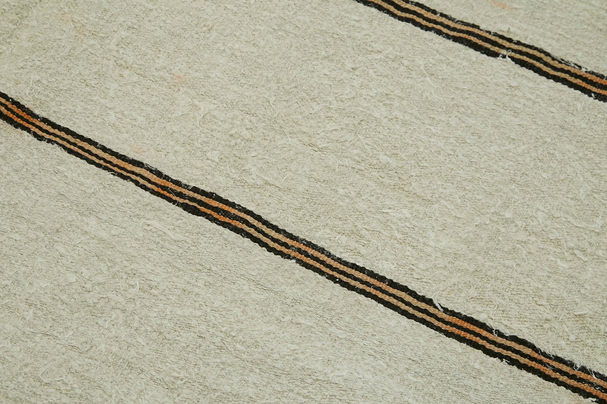 Kendir Bej Geometrik Hemp El Dokuma Halısı 190x353 Agacan