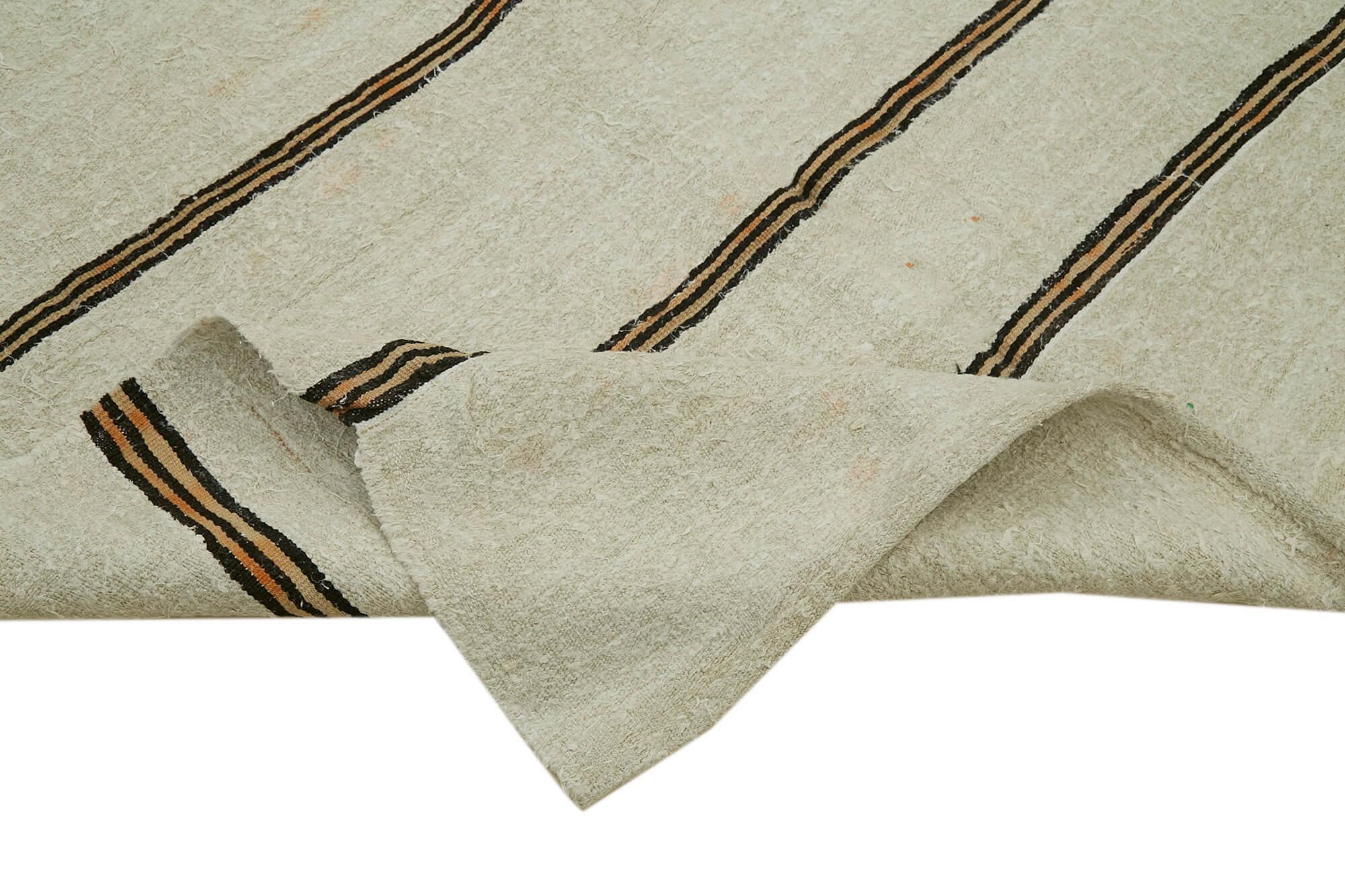 Kendir Bej Geometrik Hemp El Dokuma Halısı 190x353 Agacan
