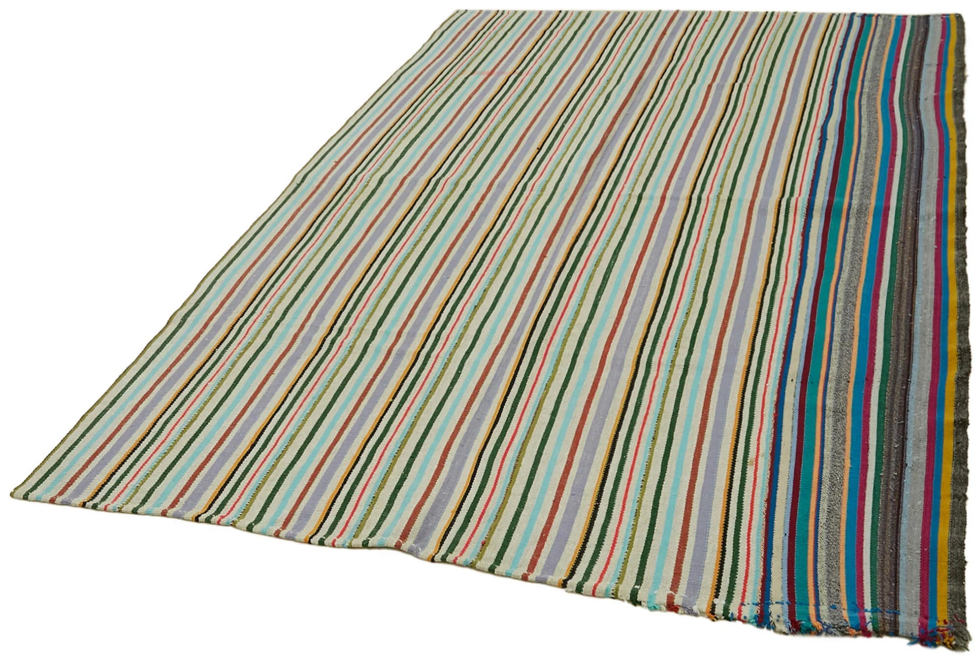 Kendir Beyaz Geometrik Hemp El Dokuma Halısı 168x253 Agacan