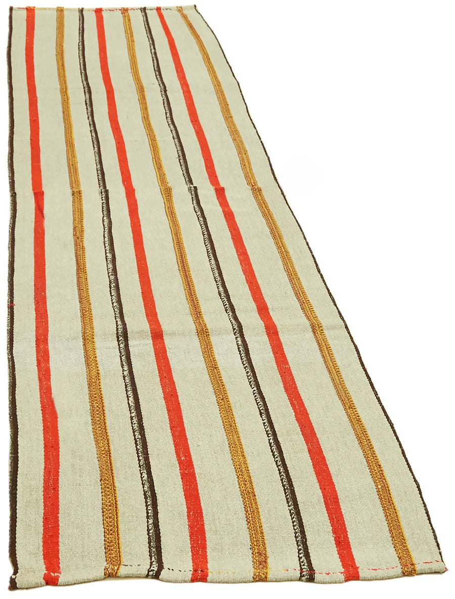 Kendir Beyaz Geometrik Hemp El Dokuma Halısı 70x240 Agacan