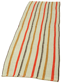 Kendir Beyaz Geometrik Hemp El Dokuma Halısı 70x240 Agacan