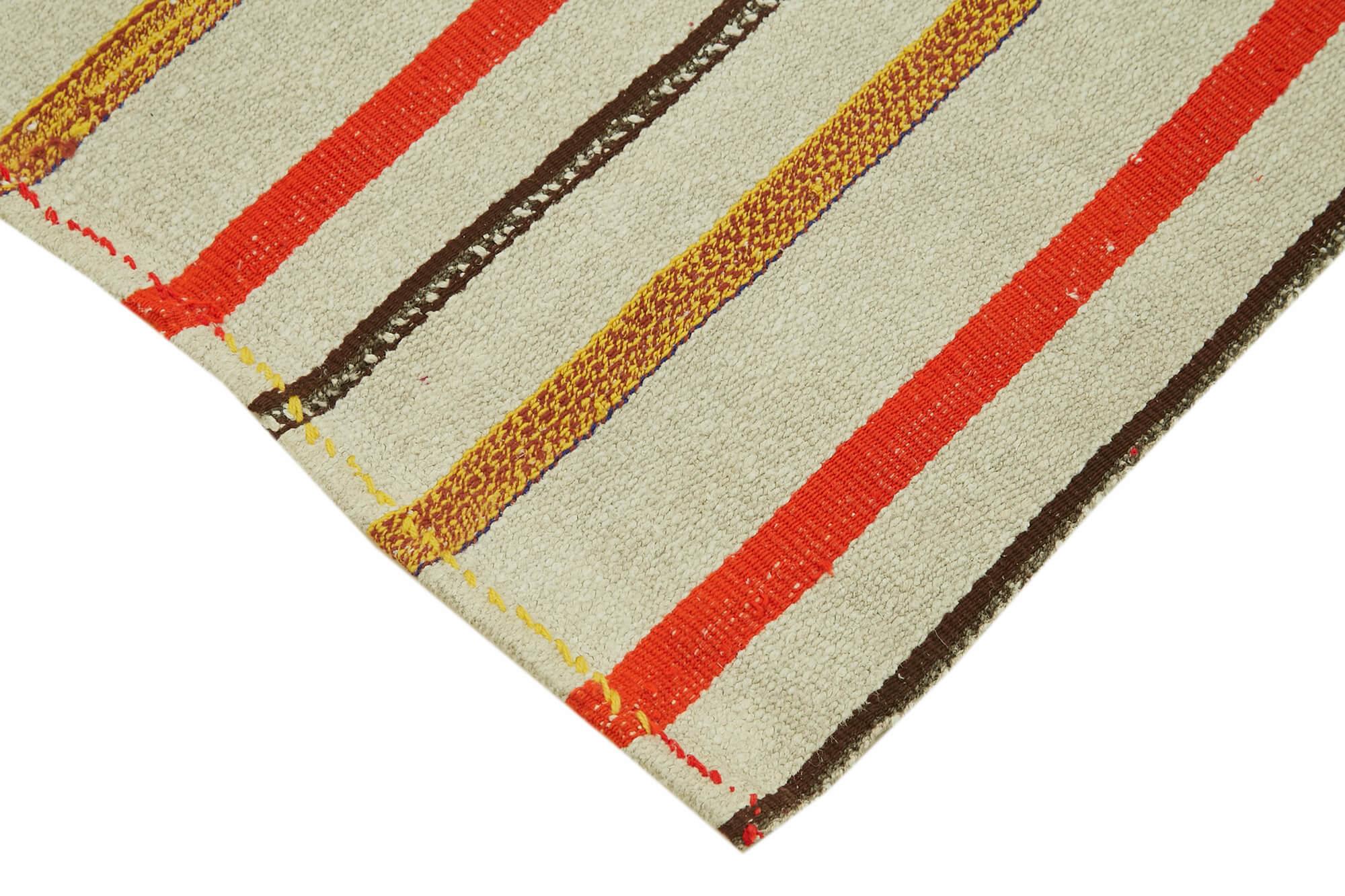 Kendir Beyaz Geometrik Hemp El Dokuma Halısı 70x240 Agacan